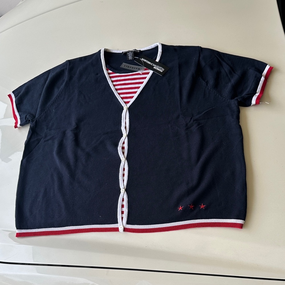 Norton McNaughton Navy and Red Blouse